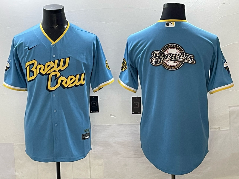 Men Milwaukee Brewers blank blue Nike MLB 2025 Jersey 002